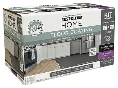 Rust-Oleum 360101 HOME All-In-One Floor Coating 2-Step Kit, Semi-Gloss, 1 Qt. Each