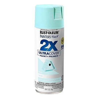 Painter's Touch 2X Ultra Cover 334059 Spray Paint, Satin, Aqua, 12 oz Aerosol Can