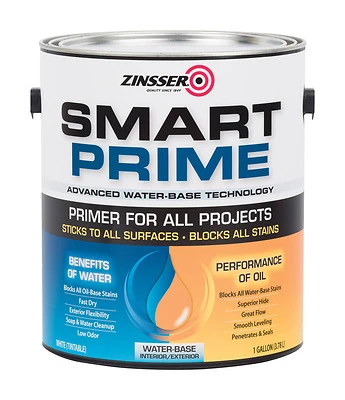 Zinsser 249729 Smart Prime Water-Based Stain Blocking Primer, White, 1 Gal