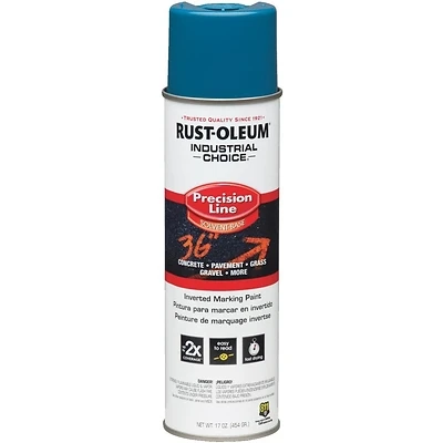 Industrial Choice Precision Line Marking Spray Paint, Caution Blue, 17-oz. Inverted