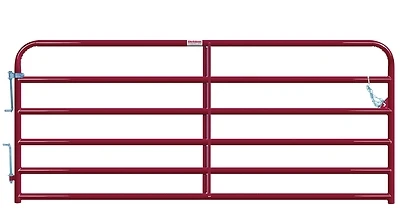 Heavy Duty Gate, 6 Rails, Red, 10 Ft.