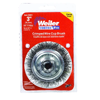 Vortec Pro 3 In. Crimped Wire Cup Brush 0.014 In. For Angle Grinder