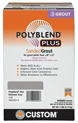 Custom Building Products PBPG1657-4 Polyblend Plus Sanded Grout, Delorean Gray, 7 Lb.