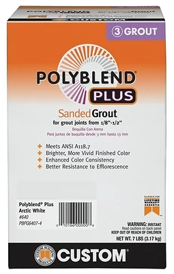 Custom Building Products PBPG6407-4 Polyblend Plus Sanded Grout, Arctic White, 7 Lb