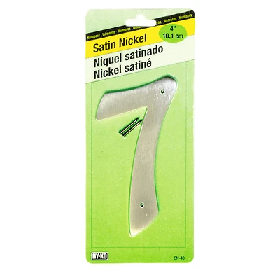 Hy-Ko SN-40/7 House Address Number 7, Zinc, Nickel Finish, 4-In.
