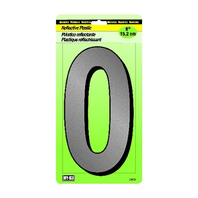 Hy-Ko House Address Number 0, Reflective Plastic, 6-In.
