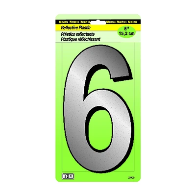 Hy-Ko 30806 House Address Number 6, Reflective Plastic, 6-In.