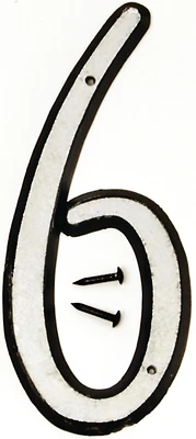 Hy-Ko 30606 House Number 6, 4 In. Reflective Plastic, Black/White