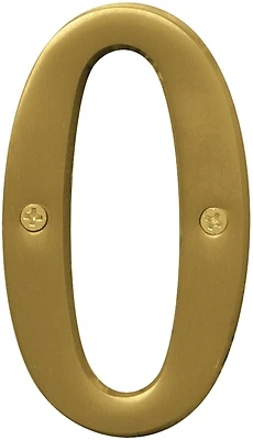 Hy-Ko BR-43BB/0 Brushed Brass House Number 0, 4 In., With Mounting Hardware