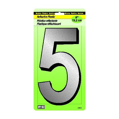 Hy-Ko 30805 House Address Number 5, Reflective Plastic, 6-In.