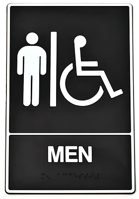 Hy-Ko DB-1 Braille Restroom Sign, Men/Handicapped, 6 x 9-In.
