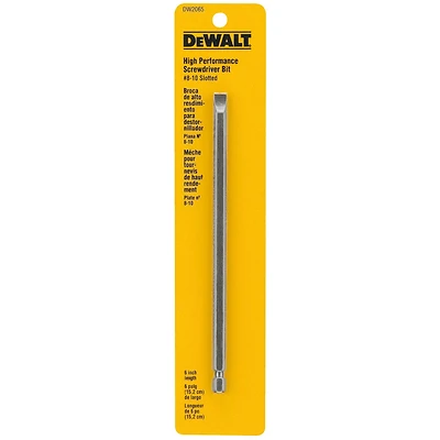 DeWalt DW2065 Slotted Power Bit, #8-10, 6 In., Steel
