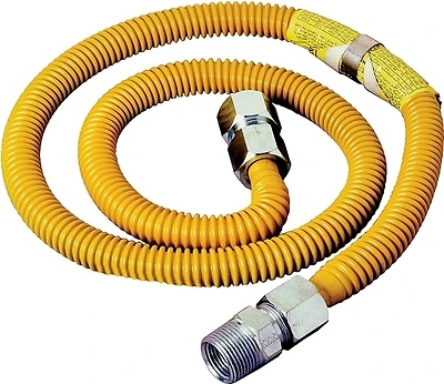 Gas Connector with Fitting, 3/4 x 3/4 Female/Male x 48-In.