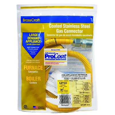 BrassCraft CSSC21-36P Gas Appliance Connector, Stainless Steel, 36-In.