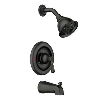 Banbury Posi-Temp Single Handle Tub / Shower Faucet + Spray Head, Matte Black