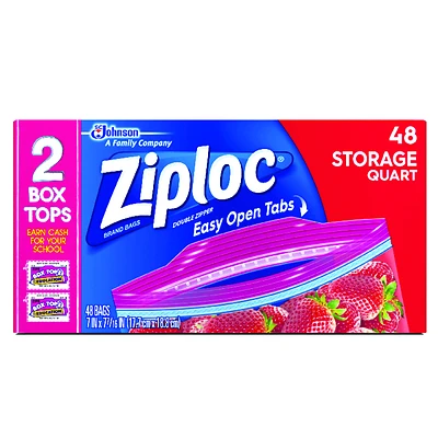Ziploc 00310 Storage Bags, 1-Qt., 48-Count Value Pack
