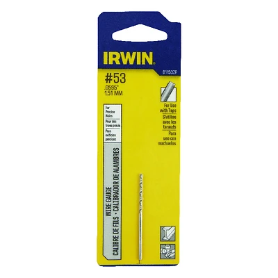#53 X 1-7/8 In. L High Speed Steel Wire Gauge Drill Bit, Straight Shank, 1 Pk