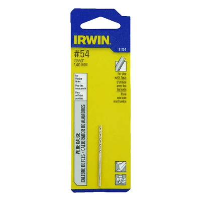 Irwin 81154 #54 Wire Gauge Drill Bit, High Speed Steel, 1-7/8 In.