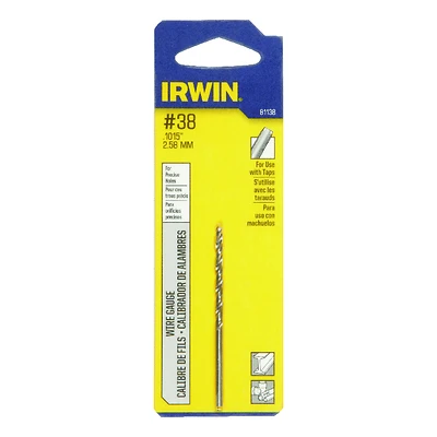 #38 X 2-1/2 In. L High Speed Steel Wire Gauge Drill Bit, Straight Shank, 1 Pk