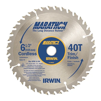 Marathon Circular Saw Blade, Carbide-Tipped, 40-Tooth x 6-1/2 In.