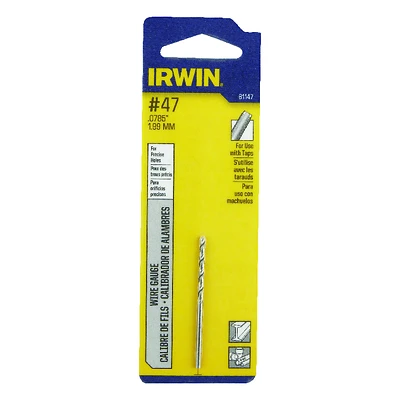 #47 X 2 In. L High Speed Steel Wire Gauge Drill Bit, Straight Shank, 1 Pk