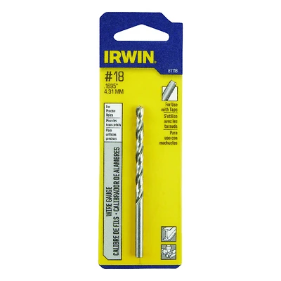 Irwin 81118 #18 Jobber Drill Bit, High Speed Steel, 3-1/4 In.