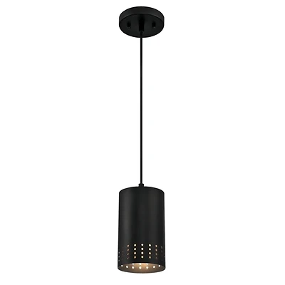 Phelps Indoor Mini Pendant Light Fixture, Matte Black, Perforated Metal Shade