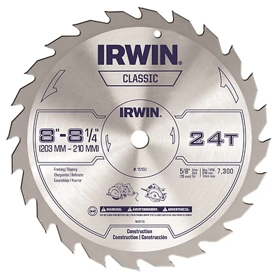 Classic Series 8-1/4 In. 24-tooth Carbide Circular Saw Blade 5/8 In. Arbor 1 Pk