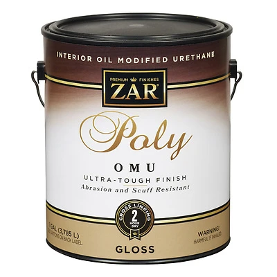 Zar 36013 Interior Polyurethane, Oil Modified, Clear Gloss, 1 Gallon