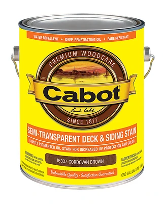 Cabot 16337-07 Deck & Siding Stain, Semi-Transparent, Cordovan Brown, 1-Gallon