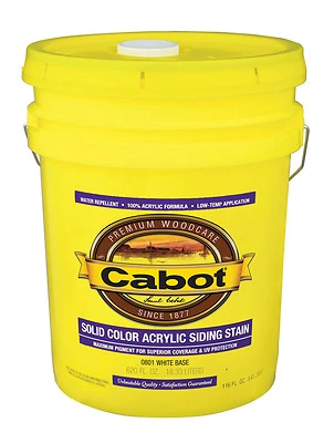 Cabot 0801-08 Siding Stain, Pine White, Latex, 5-Gallon