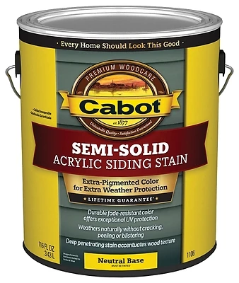 Semi Solid Water Based Siding Stain, Neutral Tint Base, 1-Gallon