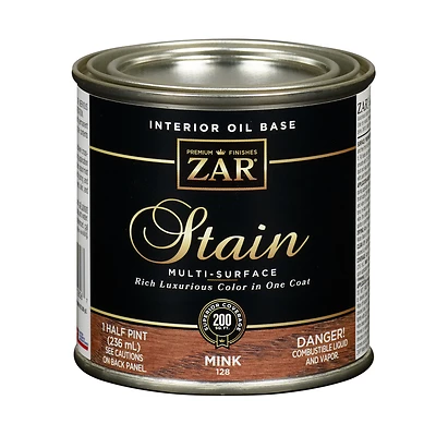 Zar 831430 Interior Wood Stain, Mink, 1/2 Pt.