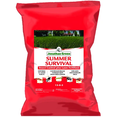 Jonathan Green 12015 Summer Survival Insect Control Plus Lawn Fertilizer, 18-0-3, 15,000 Sq. Ft.