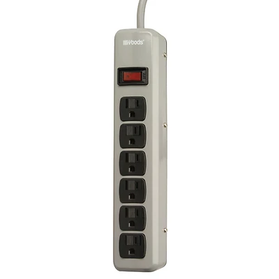 6-outlet Gray Metal Power Strip With 5 Ft. Cord And Circuit Breaker