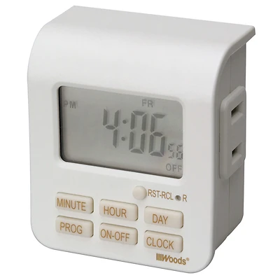 Woods 59008WD In-Wall 60-Minute Digital Timer, White