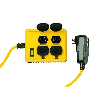 6 Ft. 14/3 Yellow 4-outlet Gfci Extension Cord With Right Angle Plug