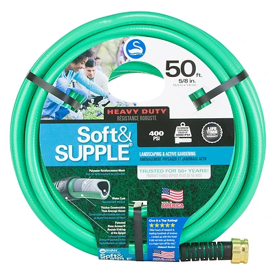 Soft & Supple Garden Hose, Heavy Duty 400 PSI Burst Strength, 5/8-In. x 50-Ft.