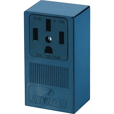 Leviton B01-55050-000 Electrical Receptacle, Surface Mounting, 3-Pole, 125/250 V, 50 A, NEMA: NEMA 14-50R, Black