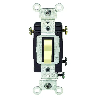 Leviton C21-05503-LHI Toggle Switch, 15 A, 120 V, Thermoplastic Housing Material, Ivory