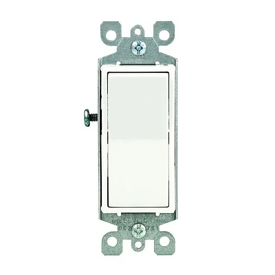 Decora S12-05611-2WS Rocker Switch, 15 A, 125/277 V, SPST, Lead Wire Terminal, Thermoplastic Housing Material, White