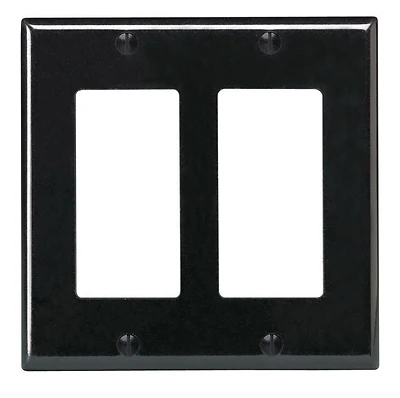 Decora 80409-E Wallplate, 4-1/2 in L, 4.56 in W, 2-Gang, Thermoset Plastic, Black, Smooth