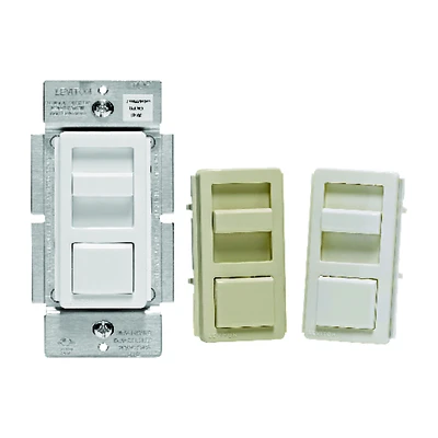 Leviton R50-IPL06-10M Slide Dimmer, 120 V, 600/150 W, CFL, Incandescent, LED Lamp, 3-Way, Ivory/White