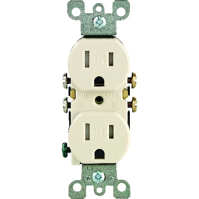 Leviton N04-T5320-00T Duplex Receptacle, Thermoplastic, Light Almond, 2-Pole, 15 A, 125 V, 14 to 12 AWG Wire