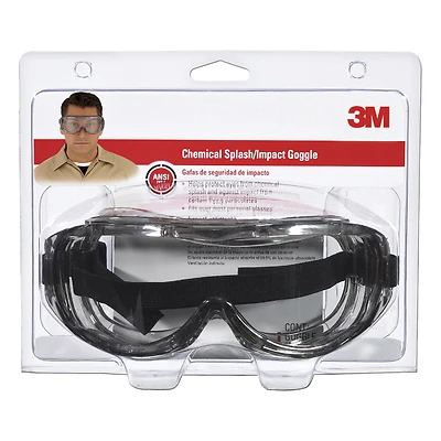 3M Tekk Protection Chemical Splash Impact Goggles, Polycarbonate