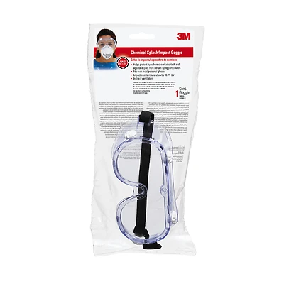 3M Tekk Protection 91252-80024 Chemical Splash/Impact Goggles, Polycarbonate