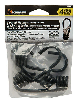 Keeper 06457 Bungee Hook, Steel, Vinyl Coated, 4-Pack