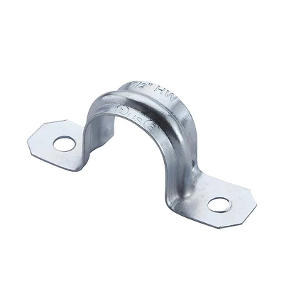 Halex 26165 2-Hole EMT Conduit Strap, 1-1/2 in, Steel, Galvanized, 2/BAG