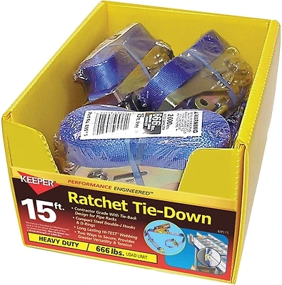 Keeper 89515 Ratchet Tie Down, 1 In. x 15 Ft., 666 Lb.