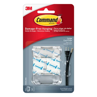 Command 17303CLR Cord Organizer, Plastic, Transparent